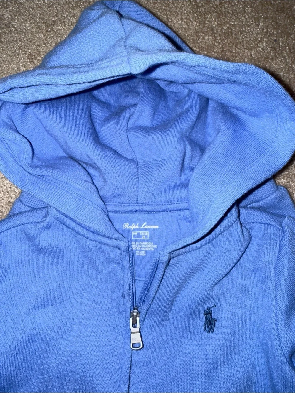 Ralph Lauren Blue Baby Hooded Zip-Up Sweat Set